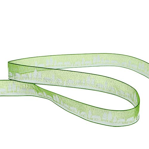 Floristik24 Cinta decorativa con motivo de invierno verde-blanco 15mm 20m