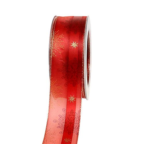 Floristik24 Cinta decorativa con borde dimensionalmente estable rojo 40mm 20m