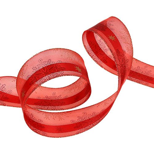 Floristik24 Cinta decorativa con borde dimensionalmente estable rojo 40mm 20m