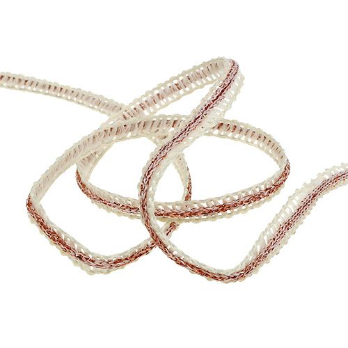 Floristik24 Cinta de regalo para la decoración crema estrecha con alambre 8mm 15m