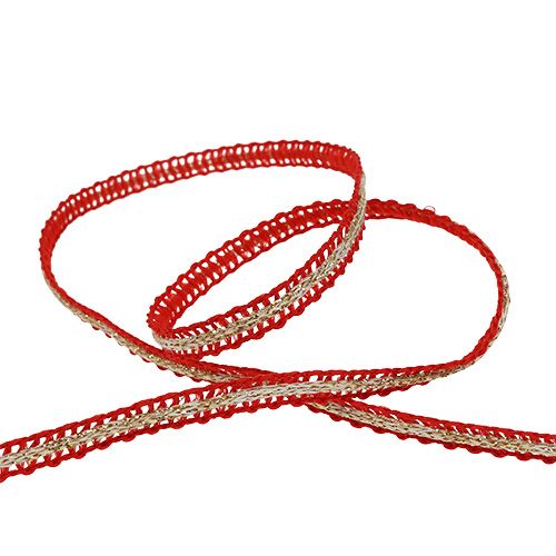 Artículo Cinta decorativa estrecha roja con alambre 8mm 15m