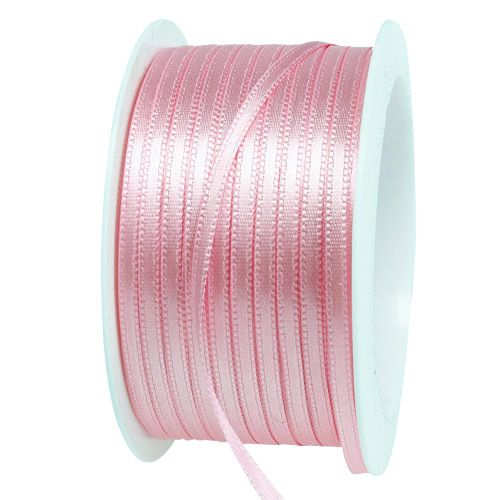 Cinta de regalo, cinta de raso, cinta decorativa, rosa pastel, 3 mm, 50 m