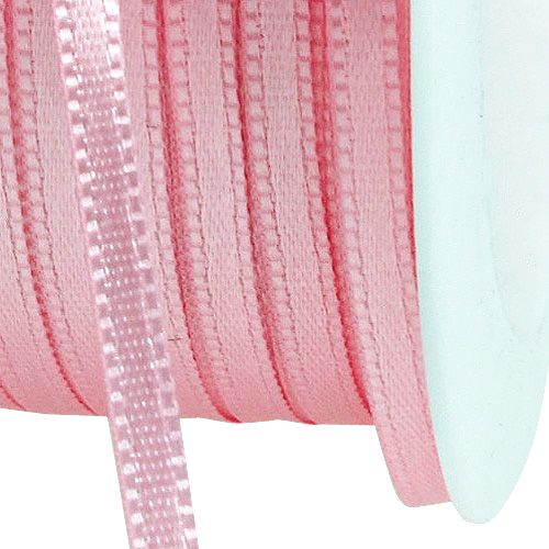 Artículo Cinta de regalo, cinta de raso, cinta decorativa, rosa pastel, 3 mm, 50 m