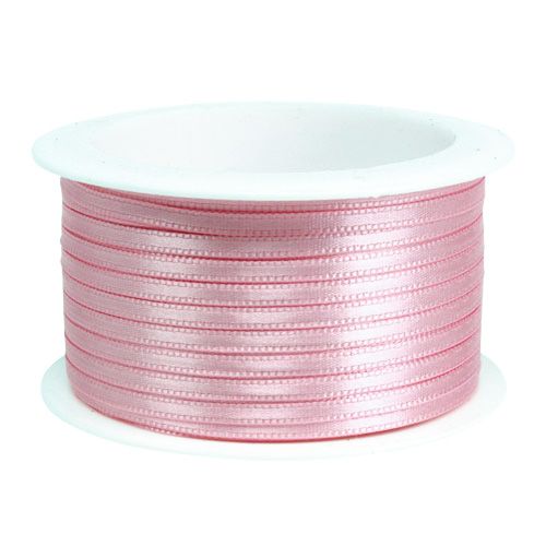 Artículo Cinta de regalo, cinta de raso, cinta decorativa, rosa pastel, 3 mm, 50 m
