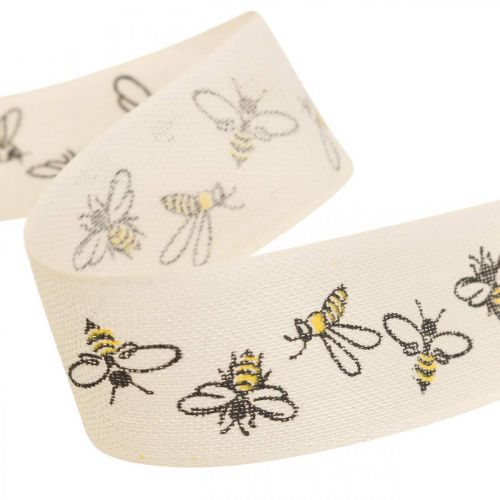 Floristik24 Cinta decorativa abejas cinta crema 25mm 18m