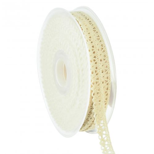 Artículo Cinta decorativa crema con encaje de crochet vintage A12mm L20m