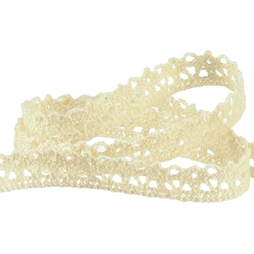 Artículo Cinta decorativa crema con encaje de crochet vintage A12mm L20m