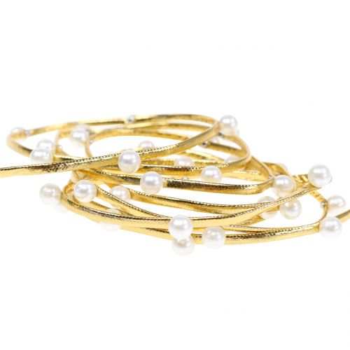 Floristik24 Cinta decorativa dorada con perlas 10mm 8m