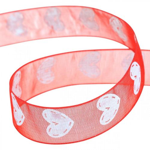 Corazones de cinta decorativa, decoración de boda, cinta Día de San Valentín rojo, blanco 15mm 20m