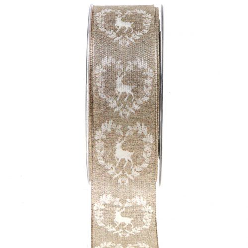 Floristik24 Cinta decorativa ciervo natural 40mm 20m