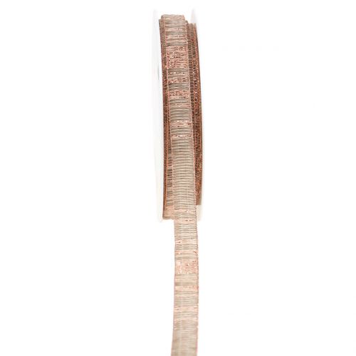 Floristik24 Cinta decorativa natural con cobre lurex reforzado con alambre 10mm 20m