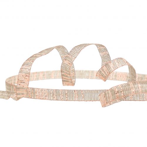 Floristik24 Cinta decorativa natural con cobre lurex reforzado con alambre 10mm 20m