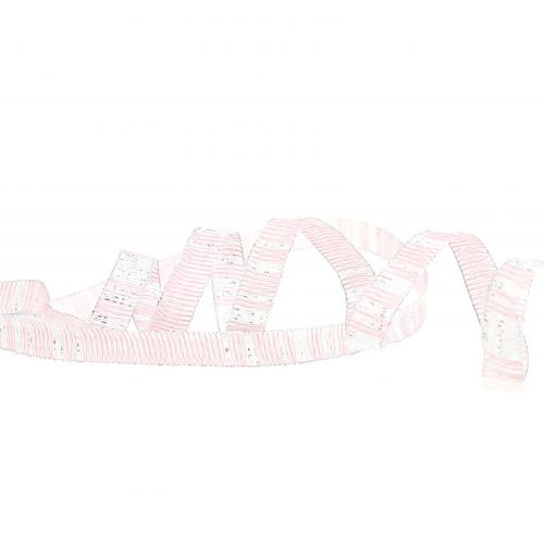 Artículo Cinta decorativa rosa con hilo Lurex plateado reforzado 10mm 20m