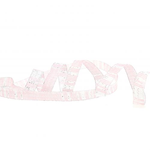 Floristik24 Cinta decorativa rosa con hilo Lurex plateado reforzado 10mm 20m