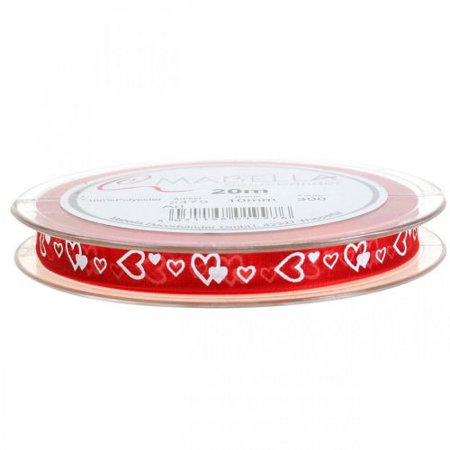 Floristik24 Cinta decorativa roja con corazones 10mm 20m