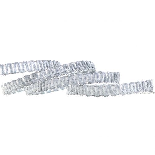 Floristik24 Cinta decorativa efecto terciopelo gris 10mm 20m