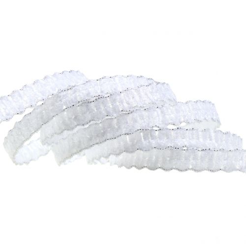 Floristik24 Cinta decorativa terciopelo óptica blanco 10mm 20m