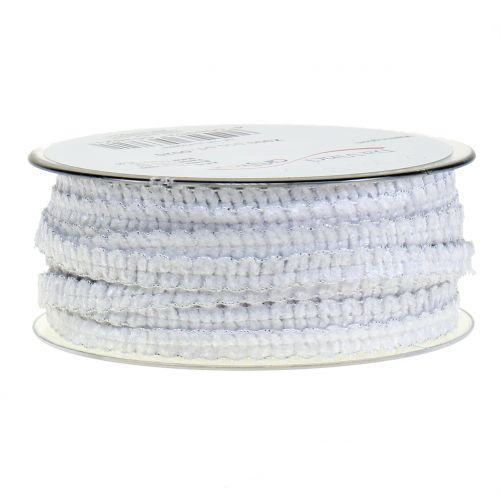 Floristik24 Cinta decorativa terciopelo óptica blanco 10mm 20m