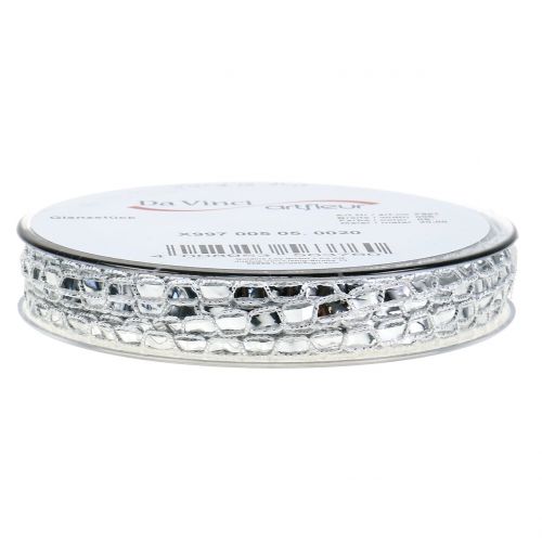 Floristik24 Cinta decorativa plateada brillante 5mm 15m