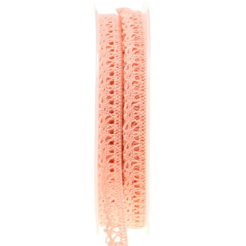 Artículo Cinta de regalo para la decoración crochet lace salmon 12mm 20m