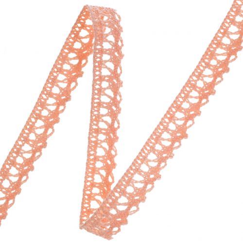 Artículo Cinta de regalo para la decoración crochet lace salmon 12mm 20m
