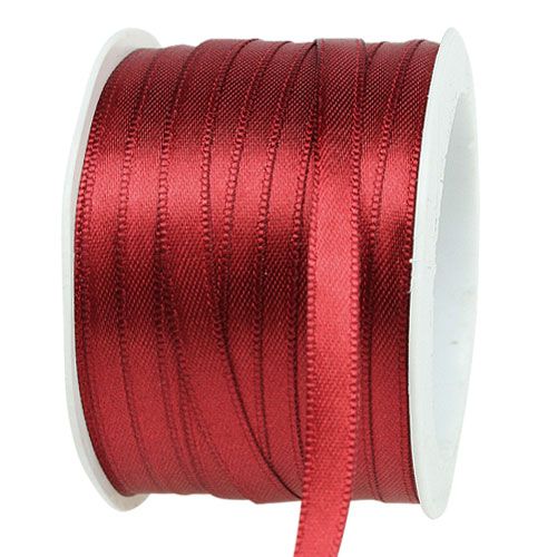 Cinta de raso para regalo, cinta burdeos doble raso 6 mm 50 m