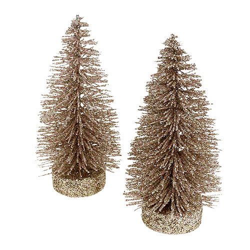 Floristik24 Árbol decorativo con purpurina dorado claro Al.14cm 4ud.