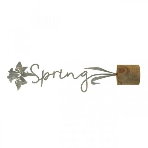 Floristik24 Flor decorativa de metal soporte de madera letras Primavera 6x9,5x39,5cm
