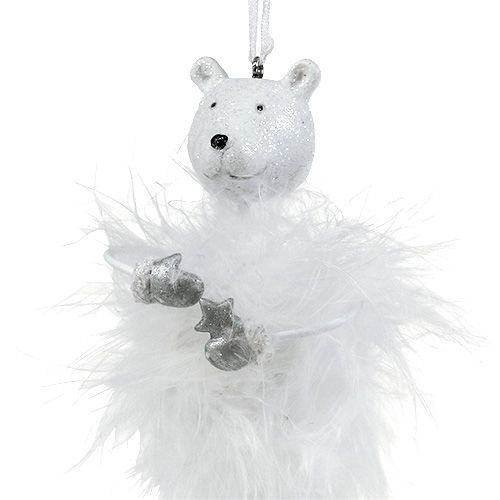 Floristik24 Figura decorativa oso con plumas blanco 12cm 2pcs