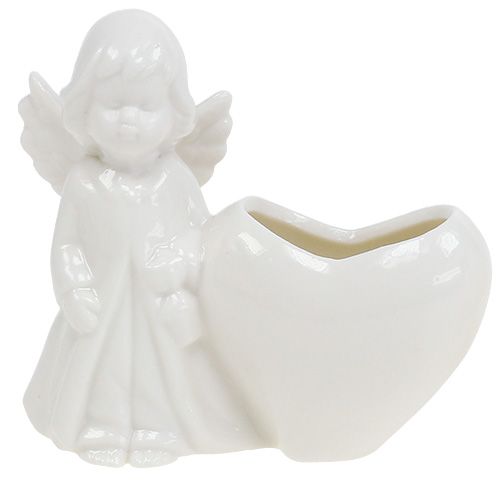 Floristik24 Figura para decorar ángel con corazón 9,5cm blanco