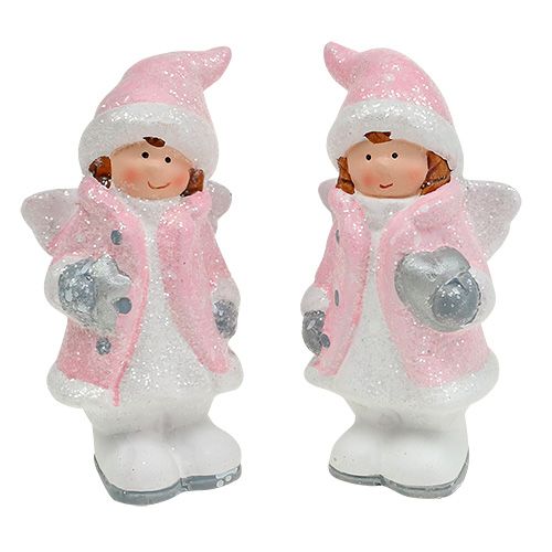 Floristik24 Figura para decorar angel girl rosa claro 11cm 2pcs