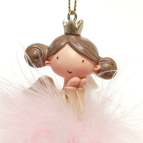 Floristik24 Figura decorativa ángel princesa decoración del árbol de Navidad blanco, rosa 12cm 2 piezas