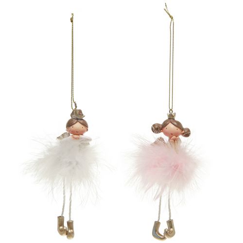 Floristik24 Figura decorativa ángel princesa decoración del árbol de Navidad blanco, rosa 12cm 2 piezas