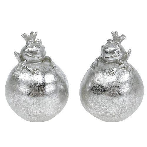Rana Figura para decorar en bola plata 8cm 4pcs