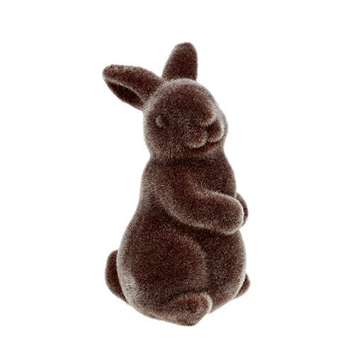 Floristik24 Figura decorativa conejo flocado 7cm marrón 1pc