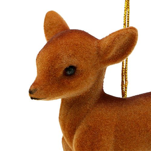 Artículo Figura decorativa reno joven marrón 7,5cm flocado 2 piezas