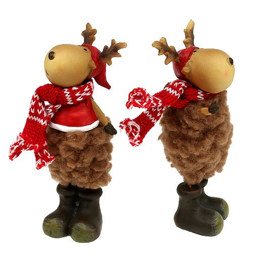Floristik24 Figura para decorar reno con bufanda 15cm Marrón 4pcs