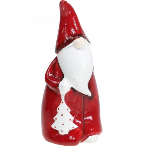 Figura Papá Noel Cerámica roja y blanca Al. 20 cm