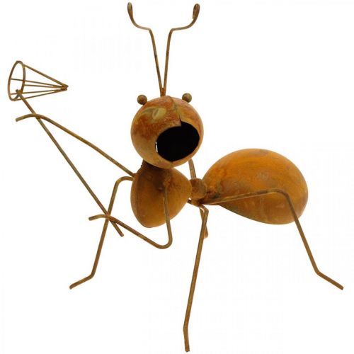 Figura decorativa hormiga metal cazamariposas decoración jardín óxido 19cm