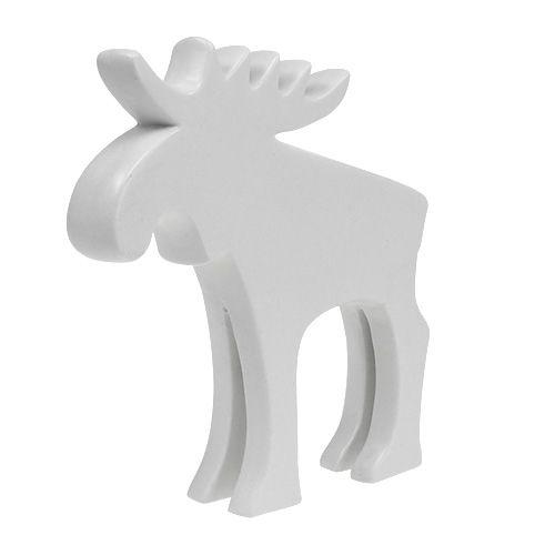 Figura decorativa alce cerámica blanca 18,5cm 1ud