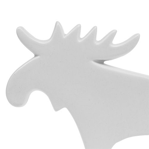 Floristik24 Figura decorativa alce cerámica blanca 18,5cm 1ud
