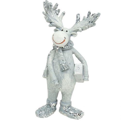 Floristik24 figurín para decorar Moose de pie 13cm gris claro 2pcs
