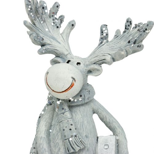 Floristik24 figurín para decorar Moose de pie 13cm gris claro 2pcs