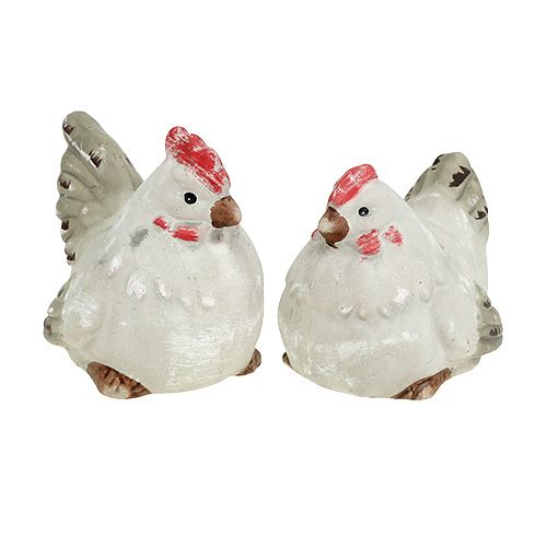 Floristik24 Figura para decorar pollo 5cm gris 2 piezas