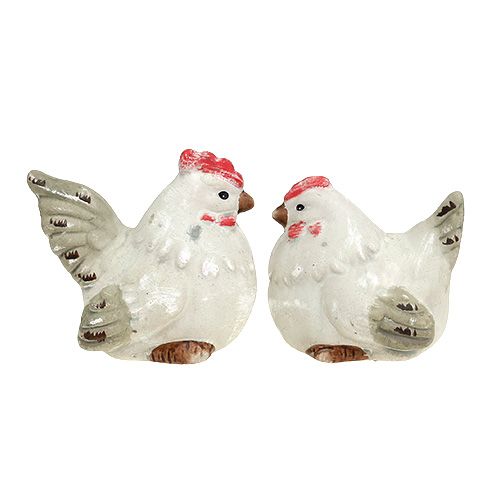 Floristik24 Figura para decorar pollo 5cm gris 2 piezas