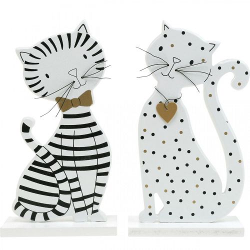 Floristik24 Deco figura gato, decoración de tienda, figuras de gato, decoración de madera 2 piezas