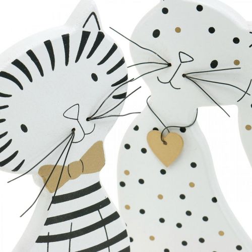 Floristik24 Deco figura gato, decoración de tienda, figuras de gato, decoración de madera 2 piezas