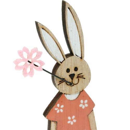 Floristik24 Figura decorativa Conejito de Pascua naranja, conejito de madera blanco Decoración de Pascua 6ud