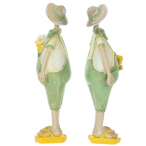 Figuritas decorativas de jardineros, decoración de mesa, verano, verde/amarillo, 16,5 x 5,5 cm, 2 piezas | Floristik24.es
