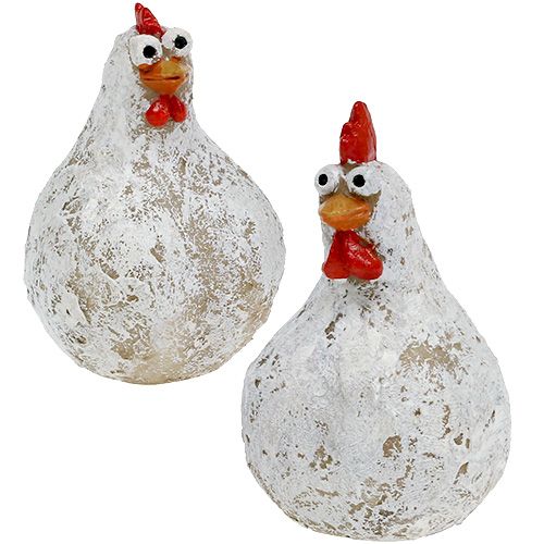 Floristik24 Decoración de la figura pollo y gallo 5,5cm - 6,5cm 6pcs